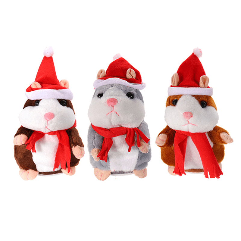 18CM Lovely Talking Hamster Christmas Plush Toy Speak Talking Sound Record Hamster Talking Toys - MRSLM