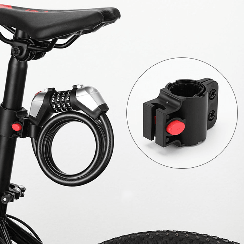 BIKIGHT Bike Password Lock Anti-Theft Lightweight 4 Combination Number Code Steel Cable Chain Security Safety Lock Bike Cycle Accessories with LED Light - MRSLM