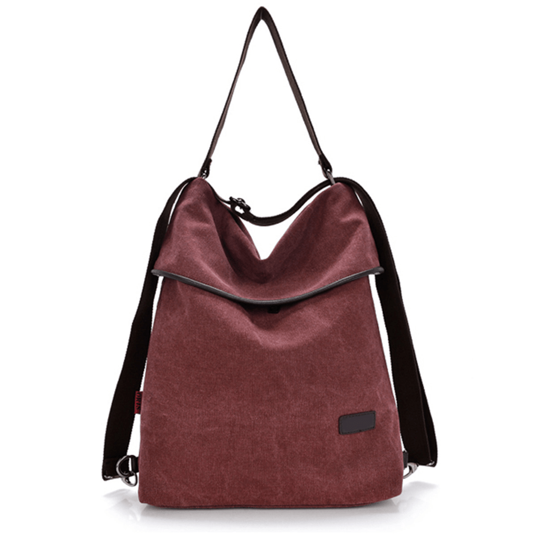 Women Canvas Casual Multifunctional Microfiber Leather Large Capacity Handbag Shoulder Bags Backpack - MRSLM