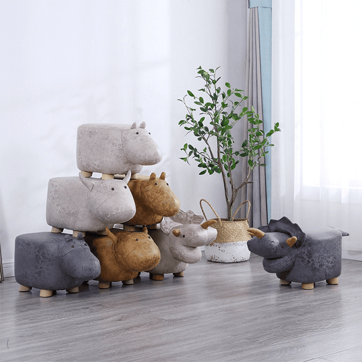Solid Wood Animal Shape Ottomans Footstools Sofa Padded Cushion Rest Seat Footstool Pouffe Stool - MRSLM