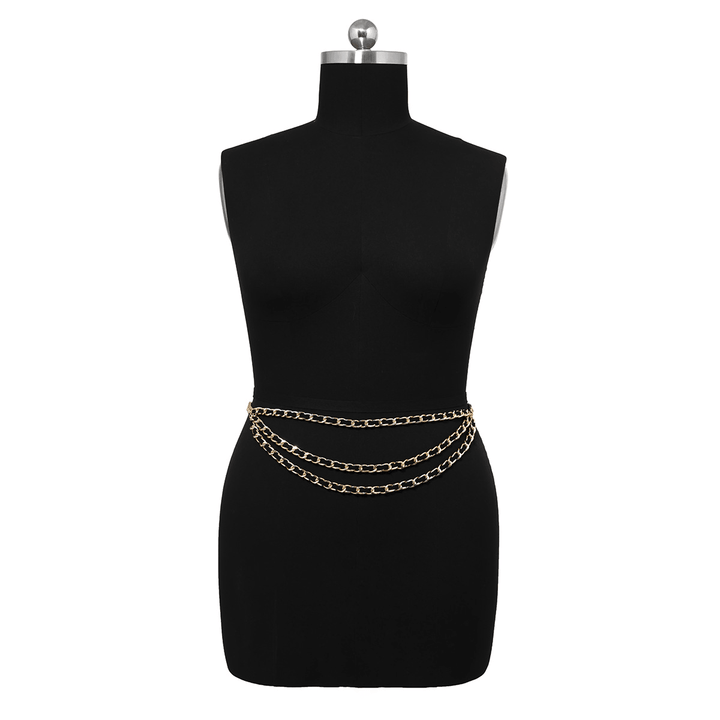 Women'S Simple Flocking Fabric Multilayer Waist Chain - MRSLM