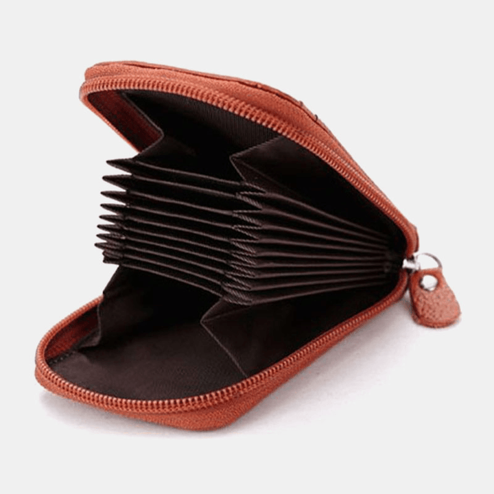 Men Women Genuine Leather Zipper Card Holder Wallet - MRSLM