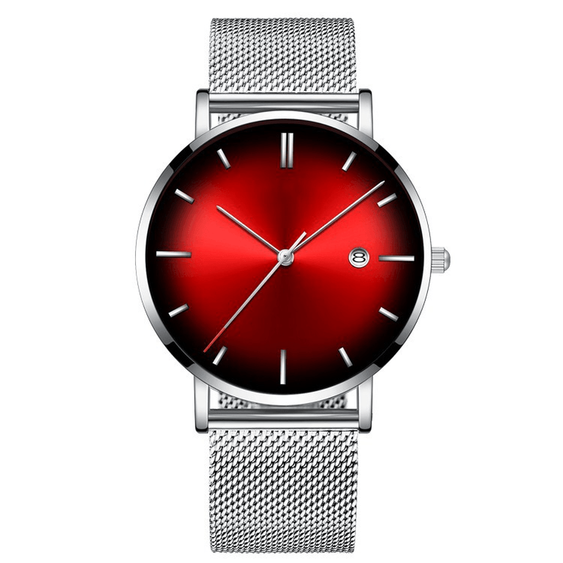 Fashion Casual Alloy Business Gradient Color Multi-Function Mesh Strap Quartz Watch - MRSLM