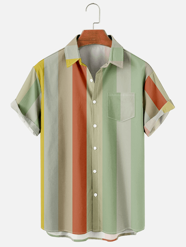 Stripe Element Series Digital Printing Men Shirt - MRSLM