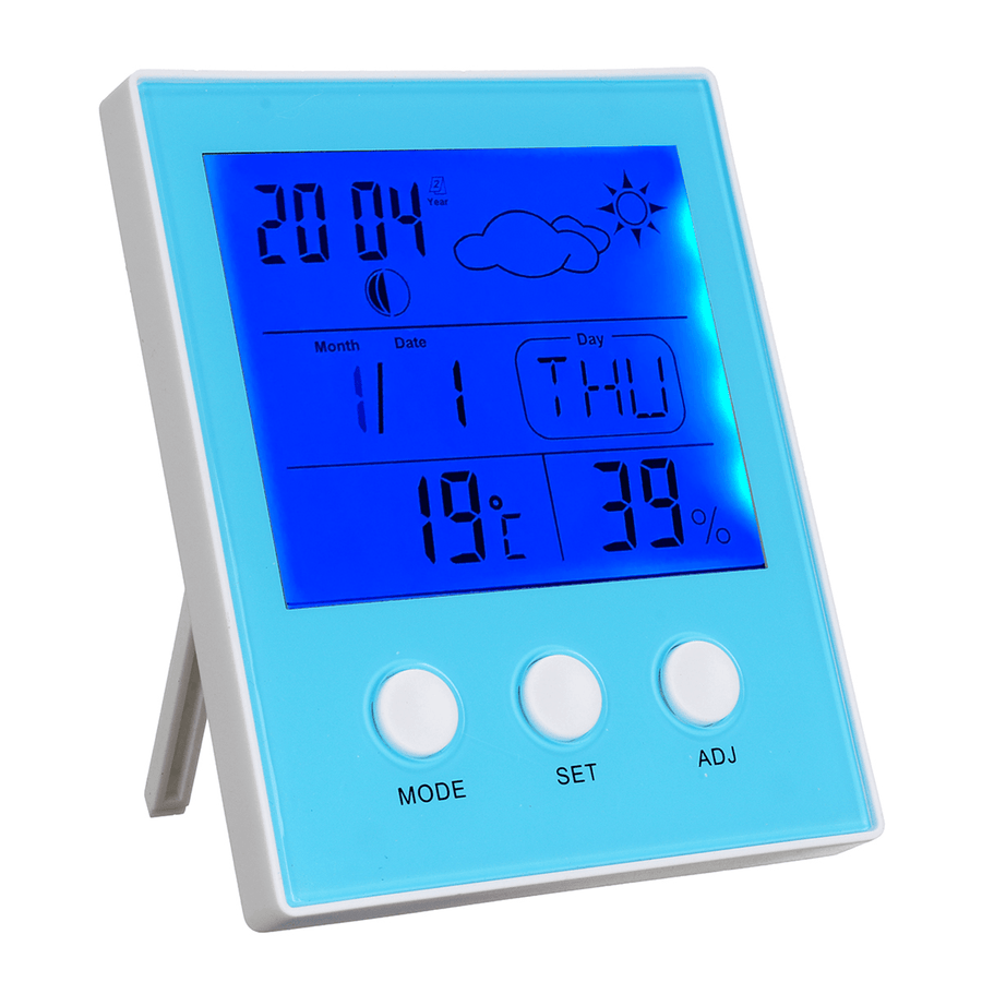 CH-904 Digital Thermometer Hygrometer Temperature Humidity Tester LED Backlight Time Date Calendar Alarm Clock Display Indoor - MRSLM