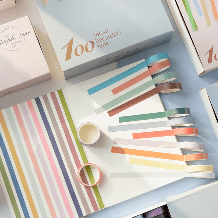 Rainbow Set Solid Color and Paper Tape Creative Diy Decoration Hand Account Sticker - MRSLM