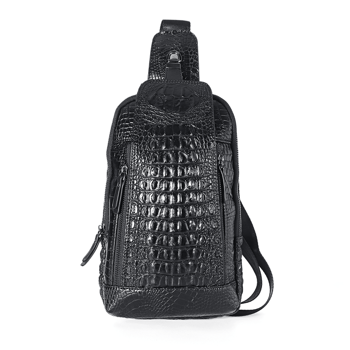 Men'S New Leather Crocodile Pattern Chest Bag Sling Backpack Crossbody Bags - MRSLM