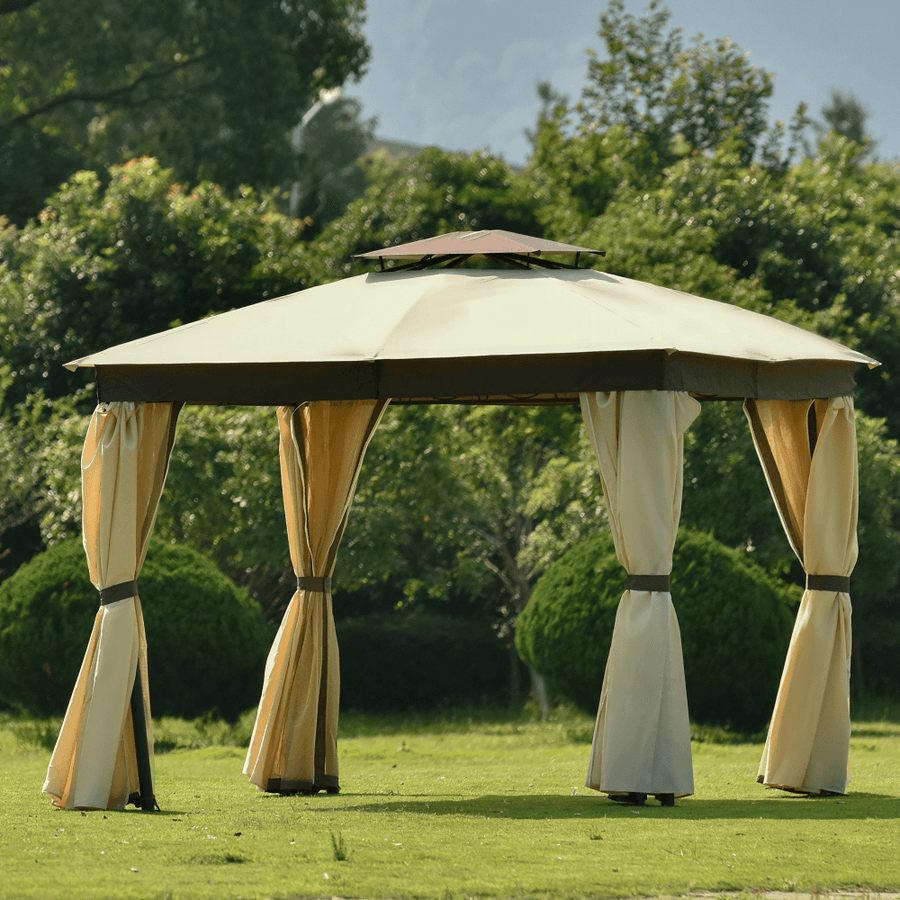 [US Direct] U-Style Gazebo Canopy Anti-Mosquito Uv-Proof Tent for Yard Garden Patio Gazebo Outdoor Party Wedding - MRSLM