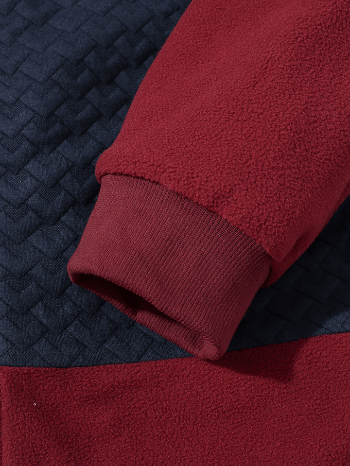 Men Texture Fleece Patchwork Contrast Double Pockets Lapel Jackets - MRSLM