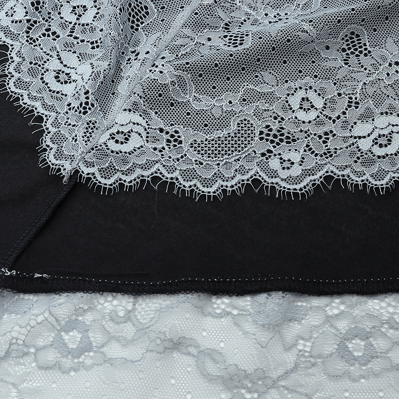 See-Through Lace Stitching 100% Polyester Long Skirt - MRSLM
