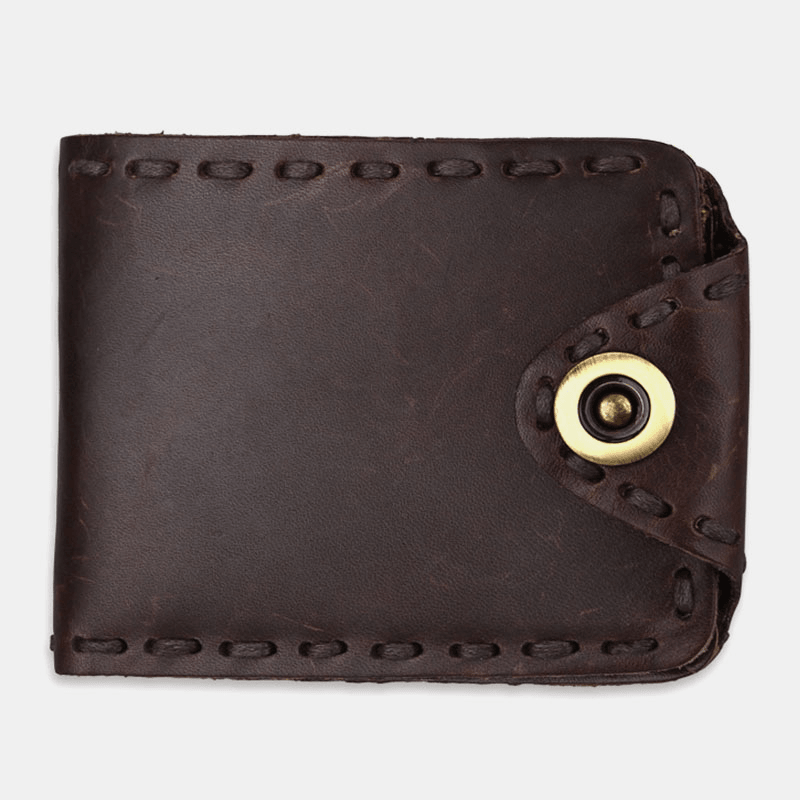 Men Genuine Leather Bifold Multi-Card Slot Retro Cowhide Card Holder Money Clip Coin Purse Wallet - MRSLM