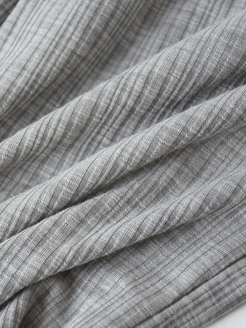 Plus Size Long Sleeve Loungewear Casual 2-Piece Textured Cotton Pajama Set - MRSLM