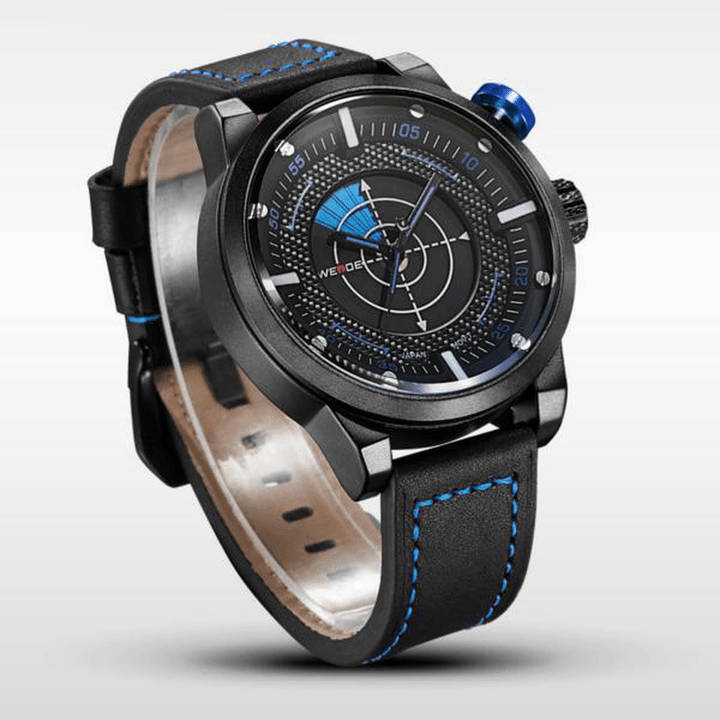 WEIDE WH5201-3C Fashion Men Quartz Watch Leather Strap Sport Watch - MRSLM