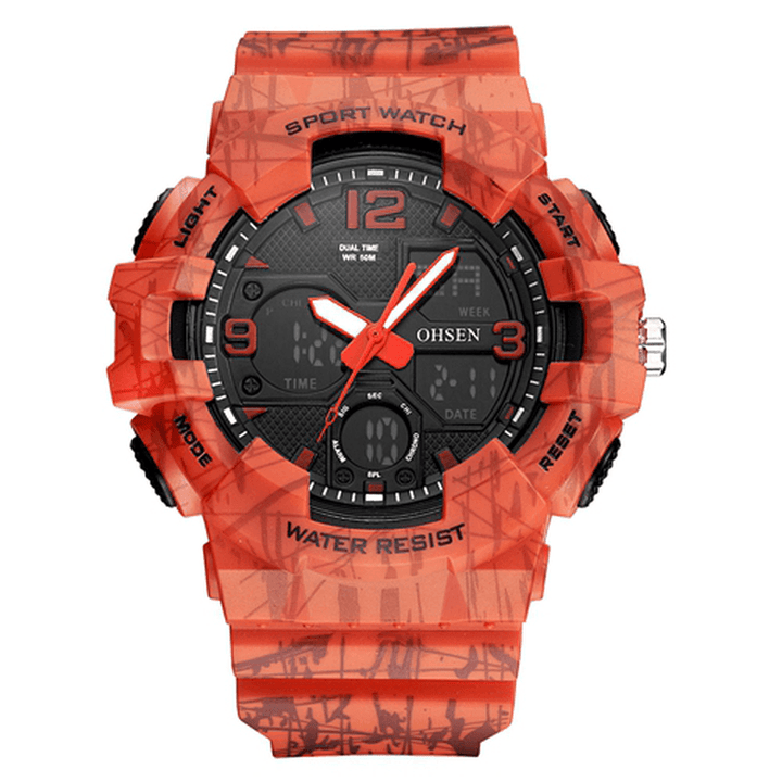 OHSEN AD1711 Fashionable LED Display Men Wrist Watch 5ATM Waterproof Sport Digital Watch - MRSLM