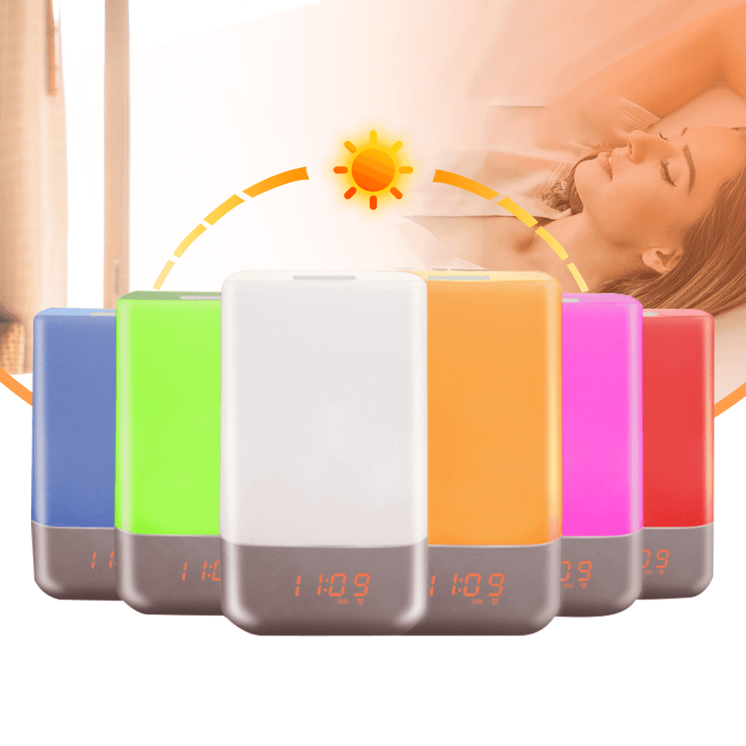 7 Colors LED Wake-Up Light Sunrise Simulation Alarm Clock Touch Light Colorful Night Lamp - MRSLM