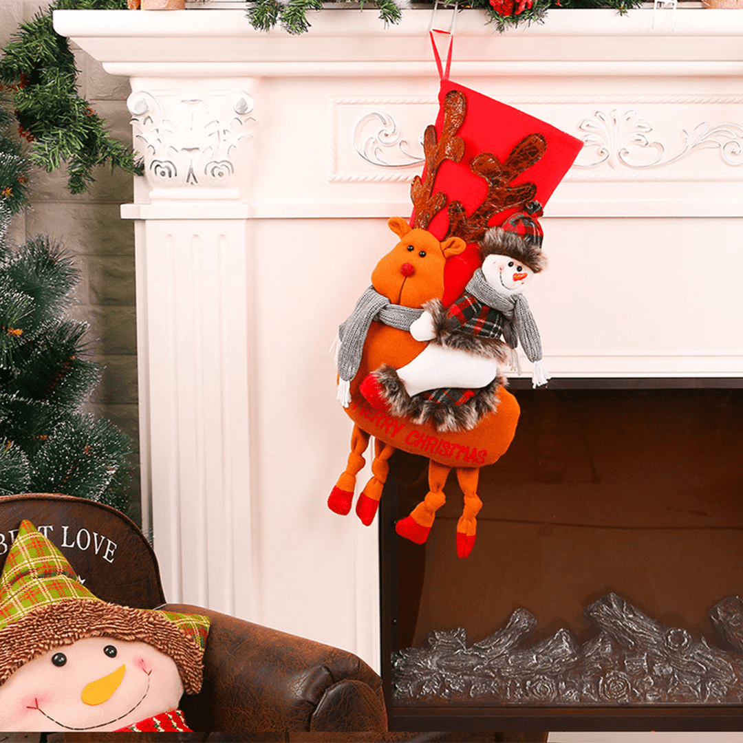 50Cm Christmas Stocking 3D Snowman Decoration Hanging Sock Gift Bag Party Decor - MRSLM