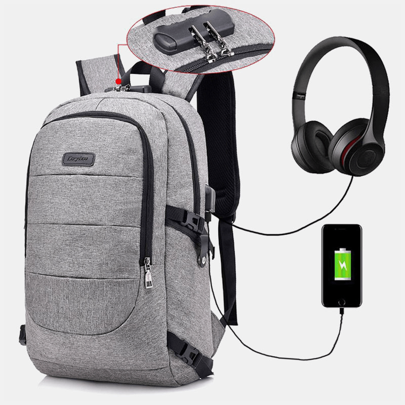 Men Women Large Capacity Fashion Anti-Theft USB Backpack Outdoor Travel Bag - MRSLM