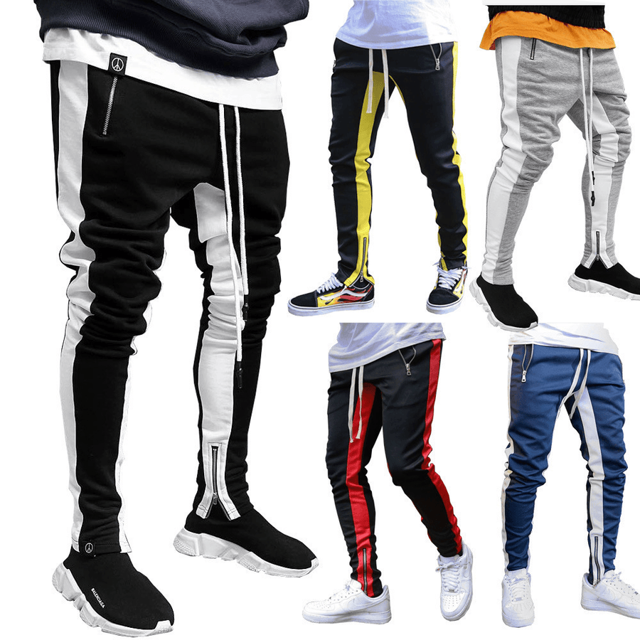 Men'S Strappy Trousers Trousers Zippered Sports Trousers - MRSLM
