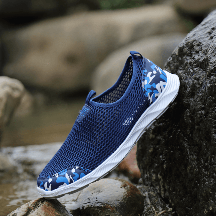 Men Mesh Breathable Non Slip Lightweight Comfy Sports Casual Outdoor Shoes - MRSLM