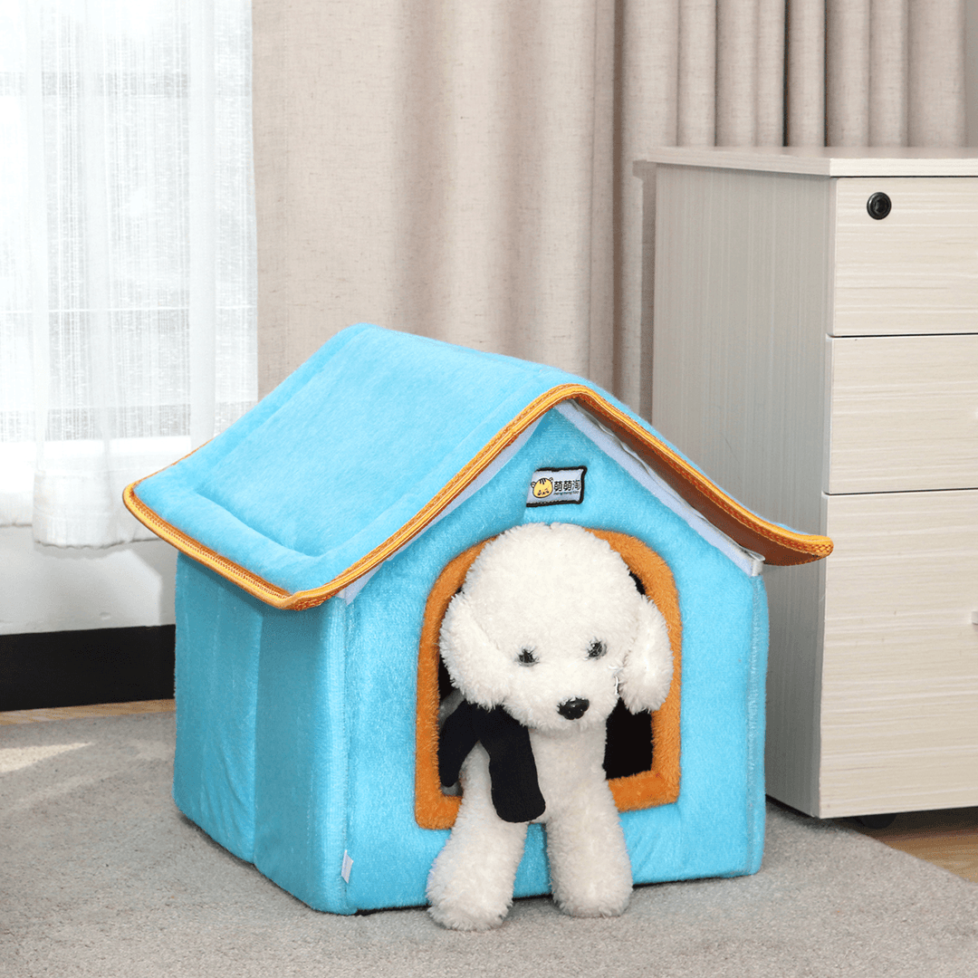 Pet Dog Cat Bed Puppy Cushion Igloo House Soft Warm Kenne Mat Blanket - MRSLM