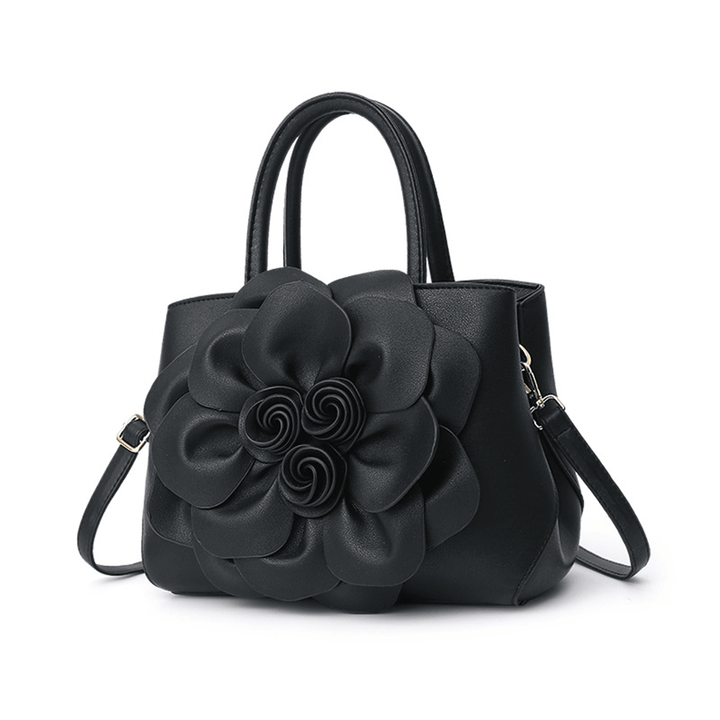 Women Lady Leather Elegant Handbag Flower Decoration Shoulder Evening Bag - MRSLM