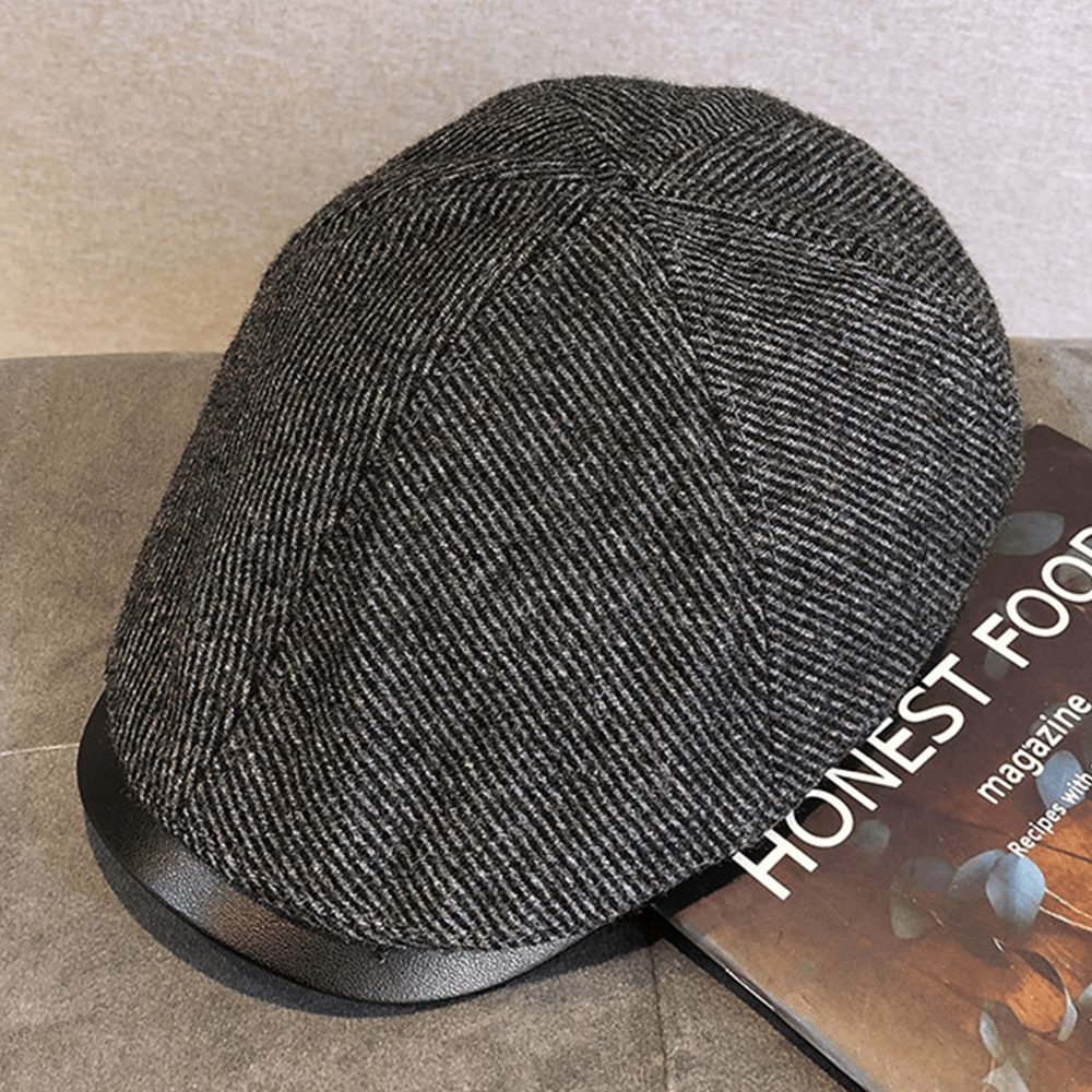 Men Wool Warm Retro British Style Young Painter Hat Beret Hat Forward Hat Flat Hat - MRSLM