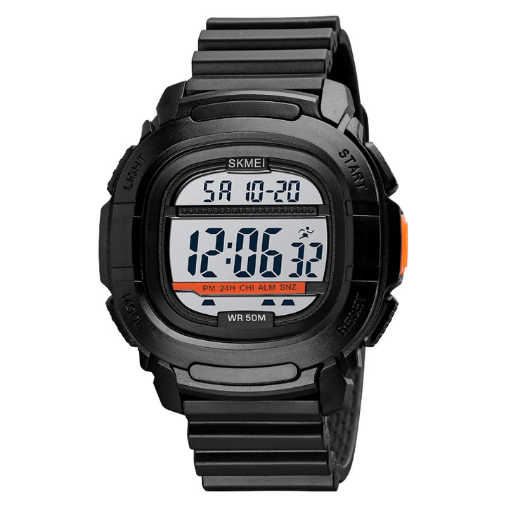 SKMEI 1657 Sport Men Watch Date Week Display 5ATM Waterproof Stopwatch Countdown LED Light Outdoor Digital Watch - MRSLM