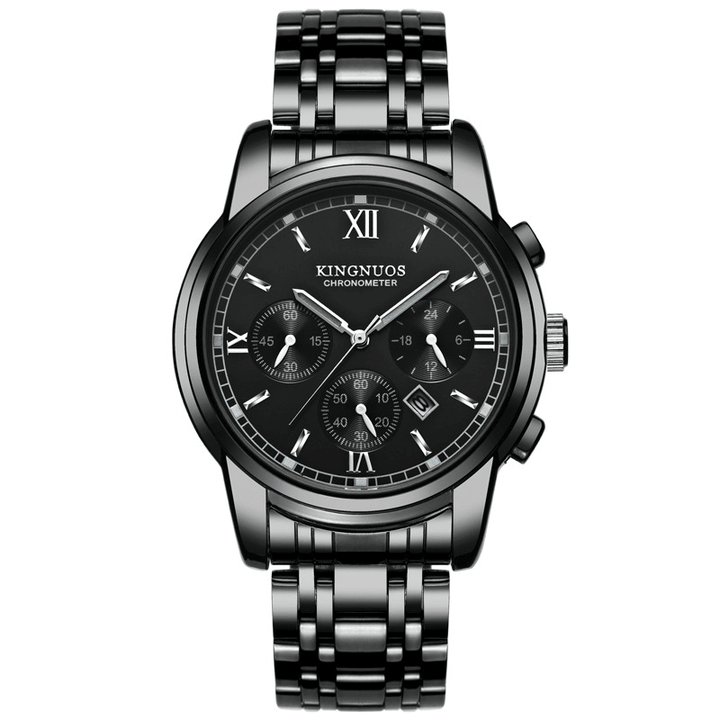 KINGNUOS K-1753 Casual Style Men Wrist Watch Full Steel Quartz Watch - MRSLM