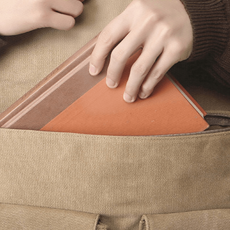 Men Vintage Rub Color Wear-Resistant Multi-Pockets Canvas Briefcase Crossbody Shoulder Bag - MRSLM
