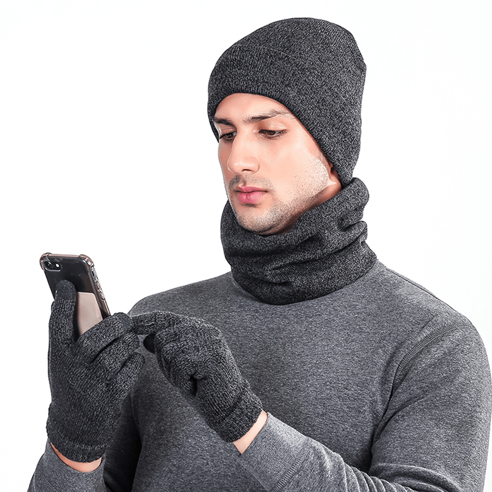 Men Women Winter Knit Hat Scarf Gloves Set - MRSLM