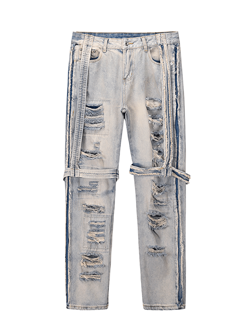High Street Heavy Industries Destroyed Washed and Worn Out Fit Straight-Leg Jeans - MRSLM