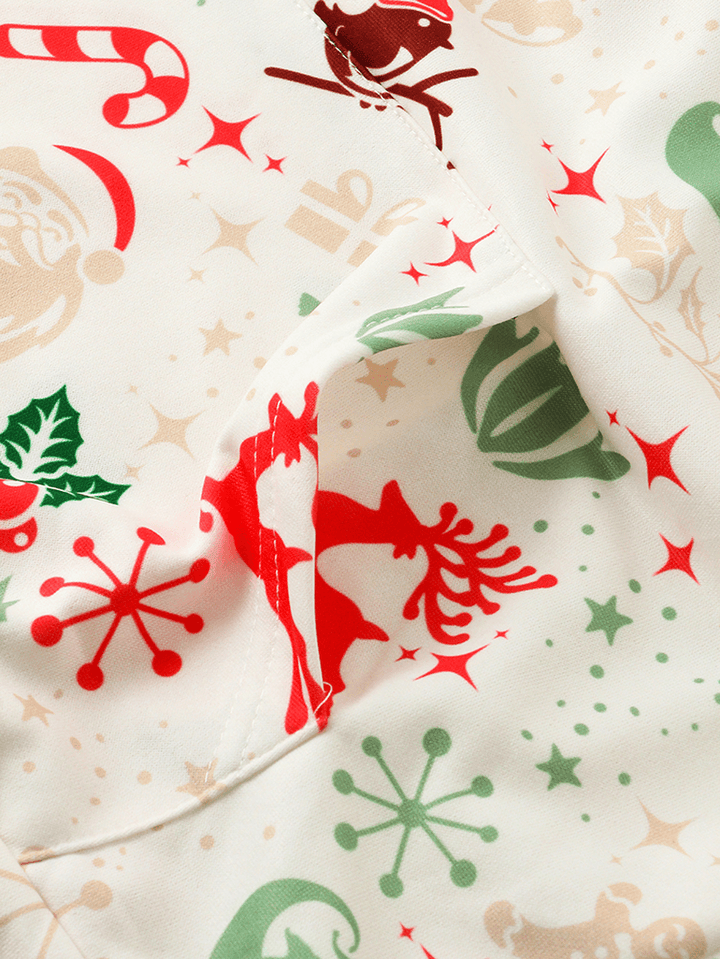 Mens Christmas Style Cartoon Print Long Sleeve Hoodies with Pocket - MRSLM