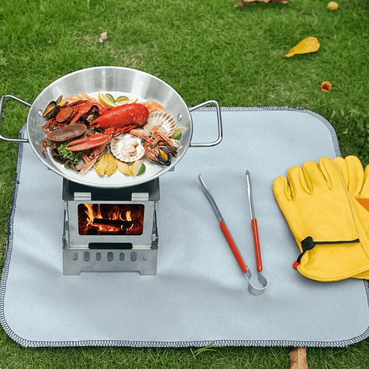 Campleader 24Cm Stainless Steel Seafood Plate Double Ear Non-Stick Frying Pot Outdoor Camping Kitchen Cooking Tool - MRSLM