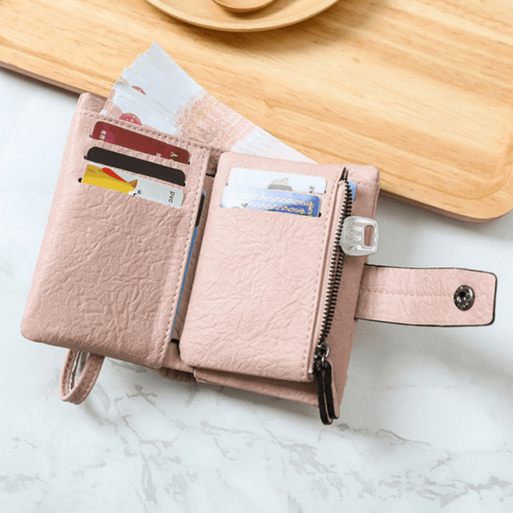 Women Faux Leather Stylish Short Wallet Card Holder - MRSLM