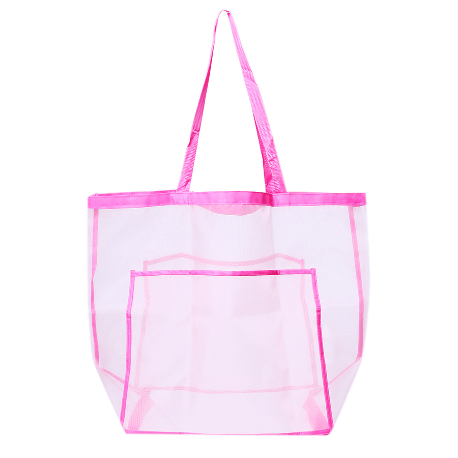 Mesh Beach Bag Toy Tote Bag Market Grocery & Picnic Tote with Oversized Pockets Bag - MRSLM