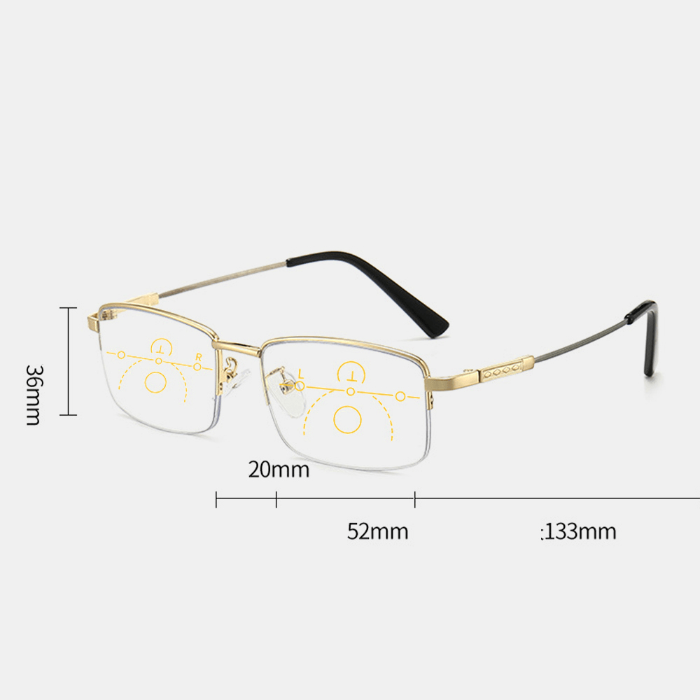 Unisex Dual-Use Half-Frame Multi-Focus Anti-Blue Light Intelligent Automatic Zoom HD Reading Glasses Presbyopic Glasses - MRSLM