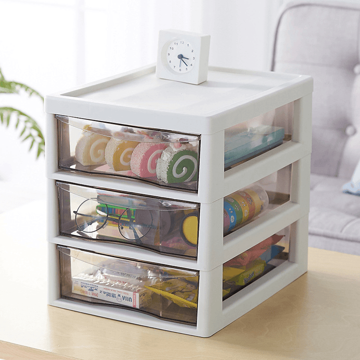Office Combination Drawer Storage Cabinets Desktop Filing Cabinets with Pulleys Transparent Storage Cabinets Plastic Three-Layer/Four-Layer Storage Box Cabinets Desktop Model - MRSLM