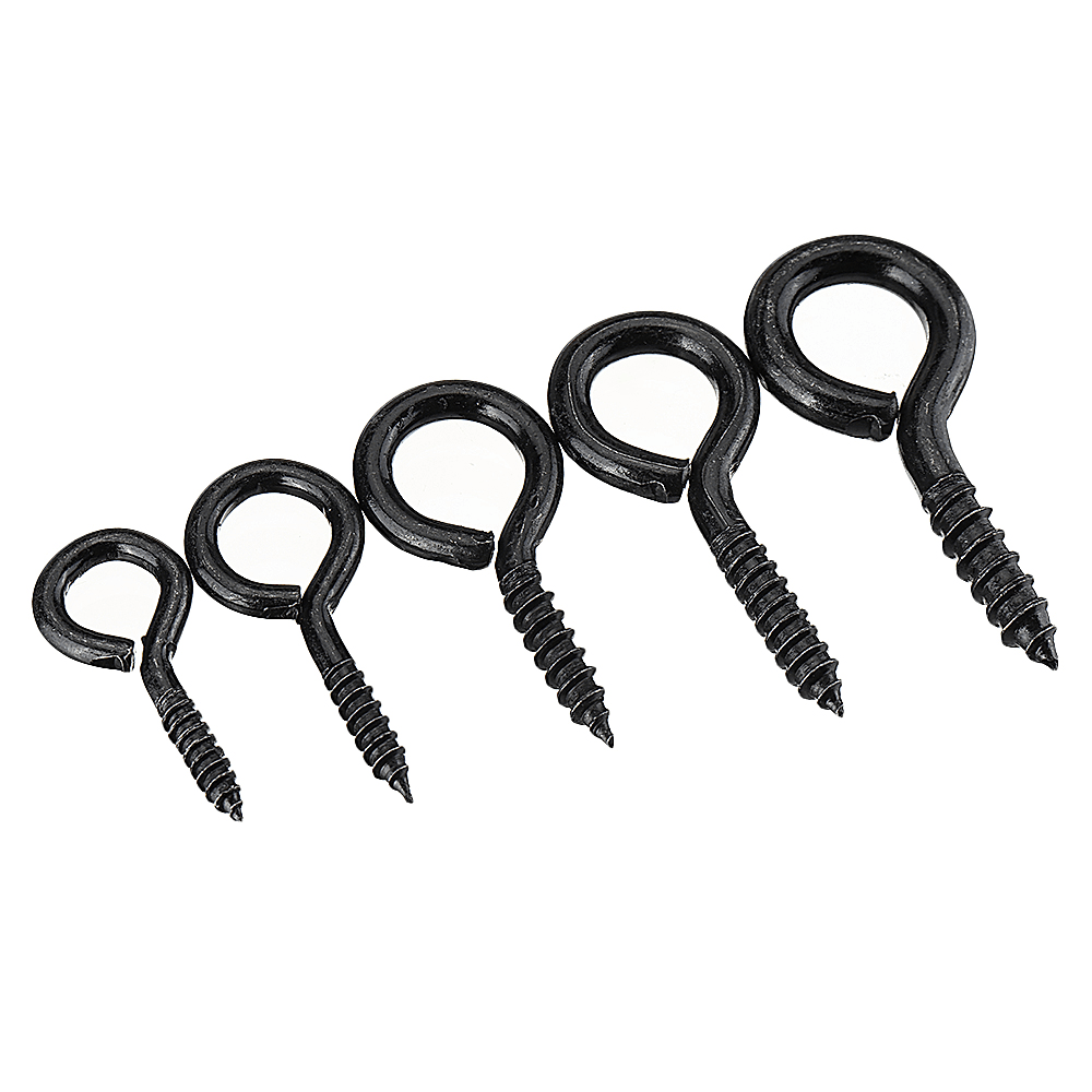 44Pcs Screw Eyes Zinc Plated Self Tapping Thread Eye Bolt Ring Hooks with Expansion Pipe Black - MRSLM