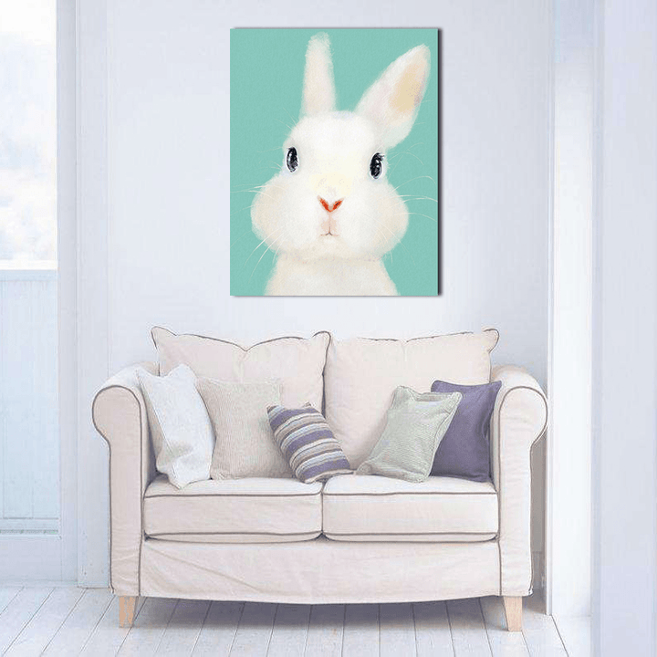 Miico Hand Painted Oil Paintings Cartoon Rabbit Paintings Wall Art for Home Decoration - MRSLM