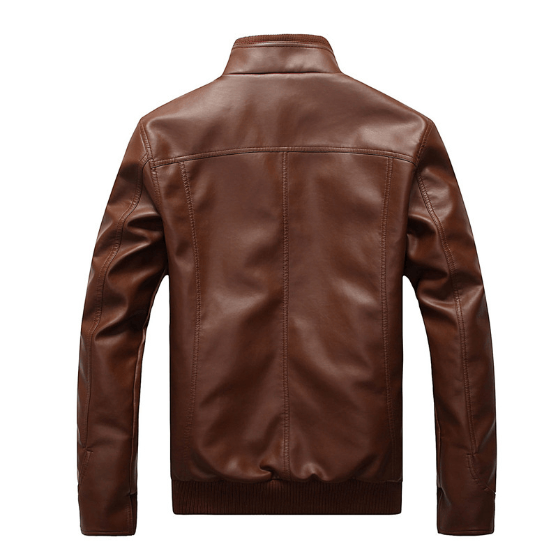 Fashion Brand Casual PU Leather Jacket Youth All-Match Leather Jacket Men - MRSLM
