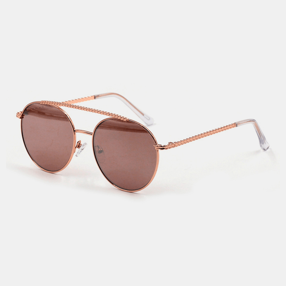 Unisex Positive Circle Metal Full Frame Fashion Casual UV Protection Sunglasses - MRSLM