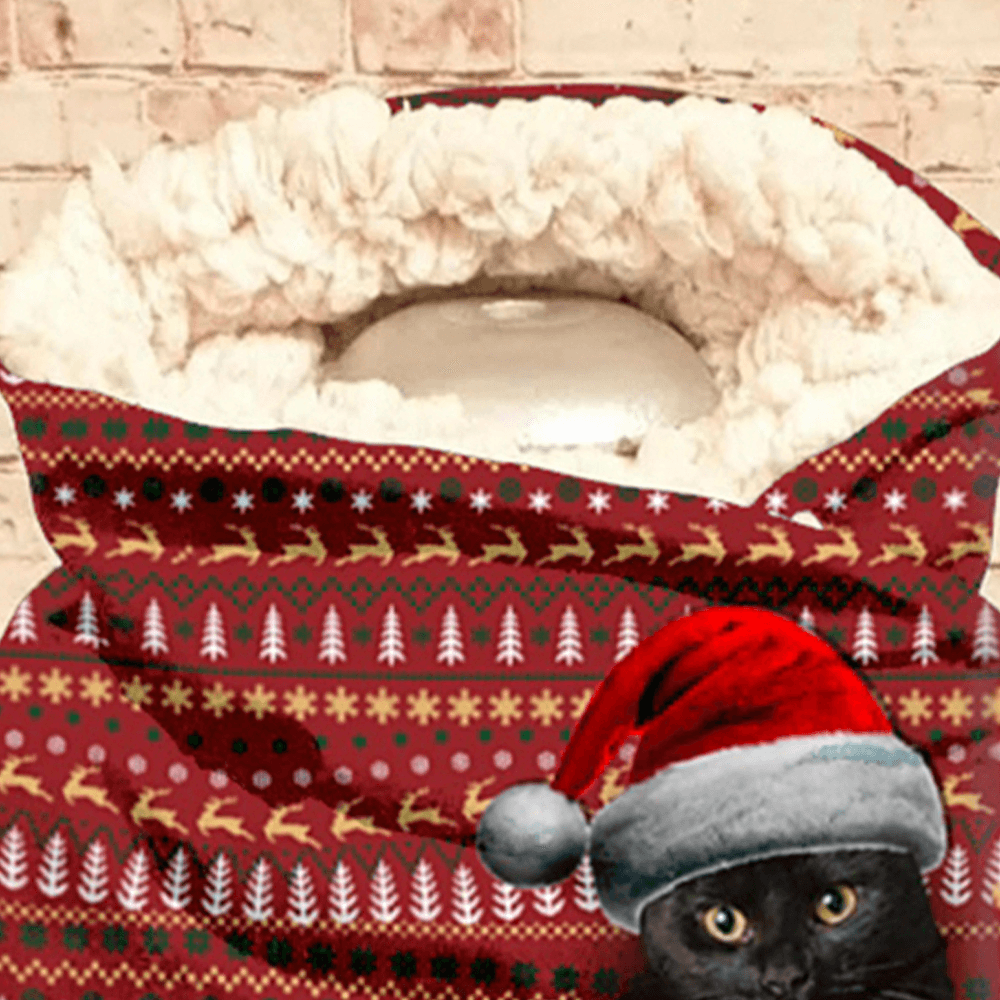 Women Cute Cartoon 3D Black Cat Fstive Christmas Atmosphere Stripe Pattern Warm Neck Protection Scarf - MRSLM