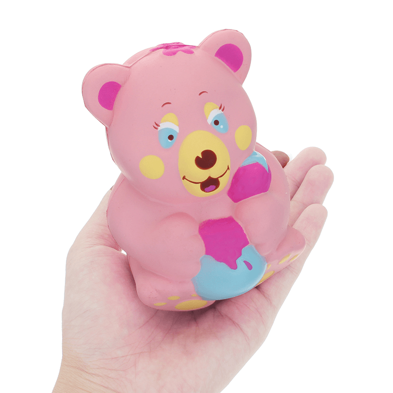 Xinda Squishy Strawberry Bear Holding Honey Pot Pink Slow Rising with Packaging Collection Gift Toy - MRSLM