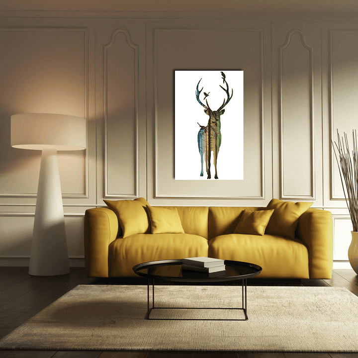 Miico Hand Painted Oil Paintings Simple Male Deer a Wall Art for Home Decoration Painting - MRSLM