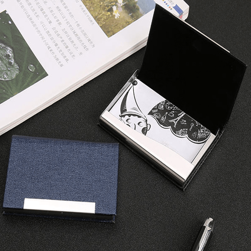 Ipree® Stainless Steel Card Holder Credit Card Case Portable ID Card Storage Box Business Travel - MRSLM