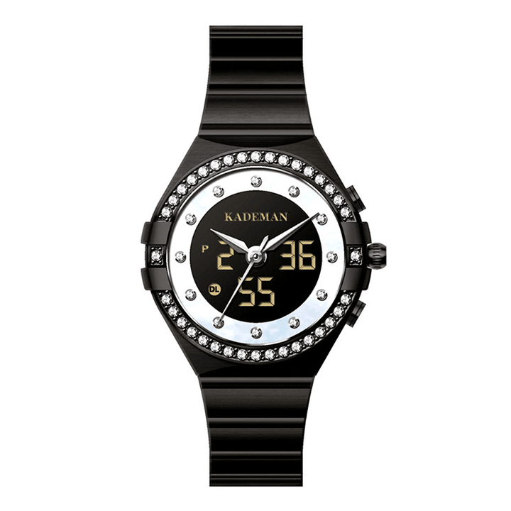 KADEMAN K9079L Crystal Elegant Design Dual Display Watch Full Steel Ladies Quartz Watch - MRSLM