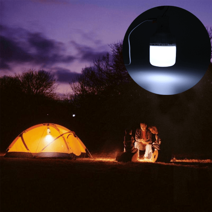 20W USB Solar Panel Power 80W 3 Modes Adjustable LED Bulb Tent Lamp Camping Light Outdoor Travel Fishing - MRSLM