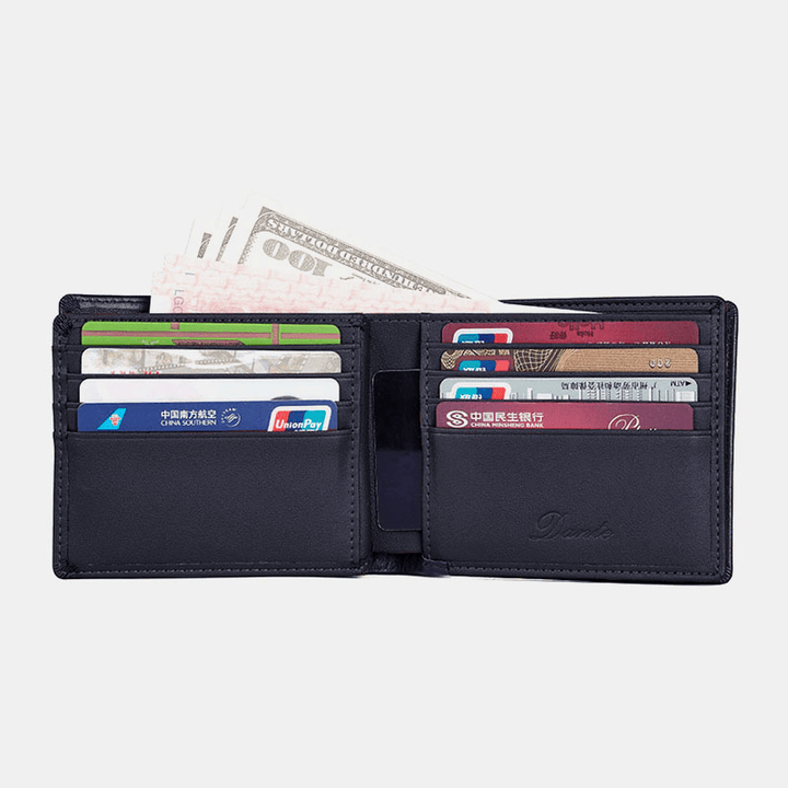 Men Genuine Leather 8 Card Slots Coin Purse Short Wallet - MRSLM