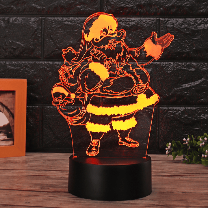 Christmas 3D Santa Claus LED Night Touch Color Changing Illusion USB Light Lamp - MRSLM
