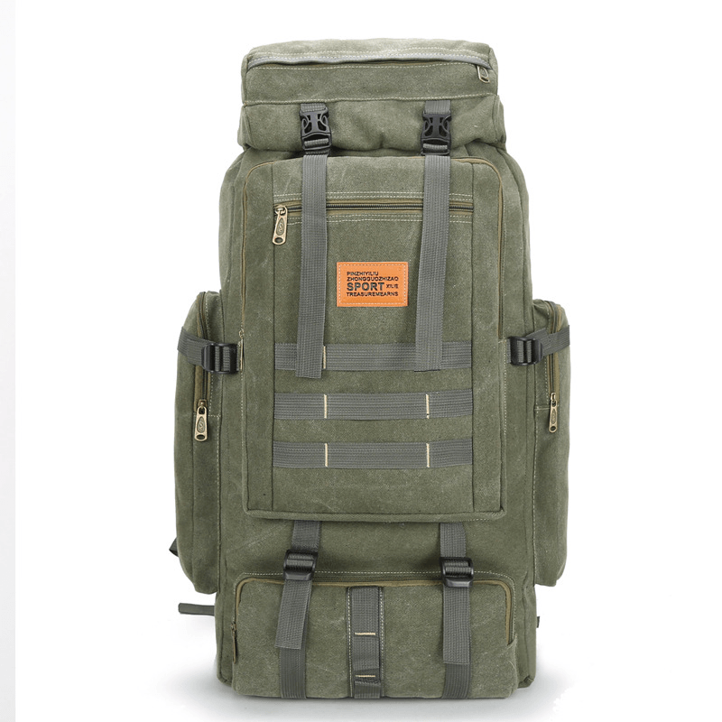 Ipree® 80L Canvas Tactical Backpack Waterproof Travel Bag Unisex Hiking Climbing Rucksack - MRSLM